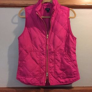 J. Crew Quilted Excursion Vest Hot Pink sz S